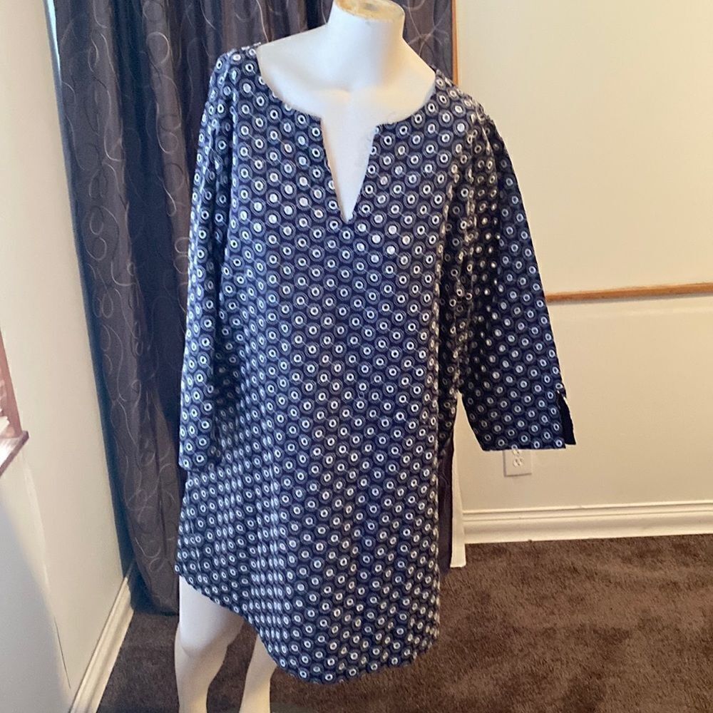 Talbots Blue/White Eyelet Cotton swimwear Coverup, size XL